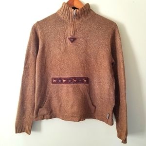 Woolrich Vintage Southweatern Quarter Zip Pullover Horse Embroider Sweater Small